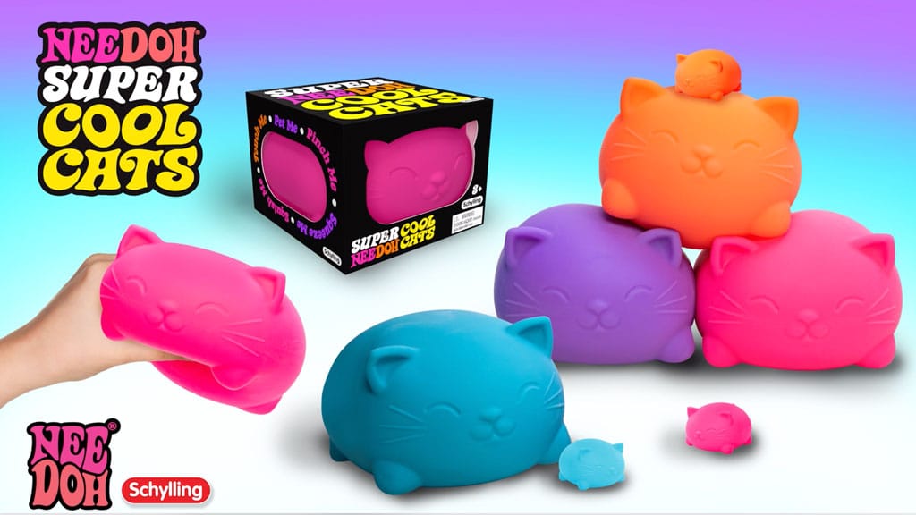 Cute Collectible Super NeeDoh Cool Cats | Select Opal Prairie - Dino Character Malt-Gel Filled Sensory Glob Detail