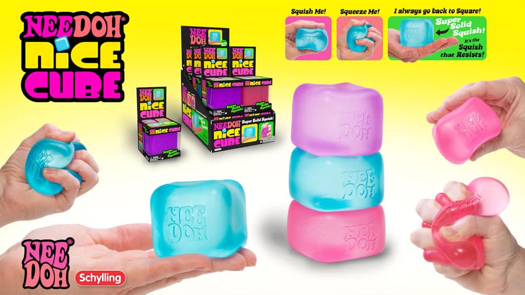 Crystal Clear NeeDoh Nice Cube | Series Elm Bridge - Nice Cubes Clear Satisfying Crunch Stress Toy Detail