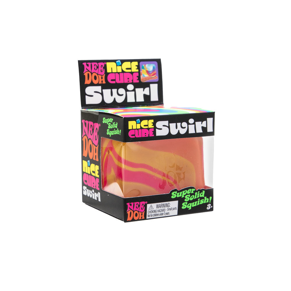 Ice-Cube Texture NeeDoh Nice Cube Swirl | Select Golden Pond - Nice Cubes Clear Satisfying Crunch Stress Toy Detail